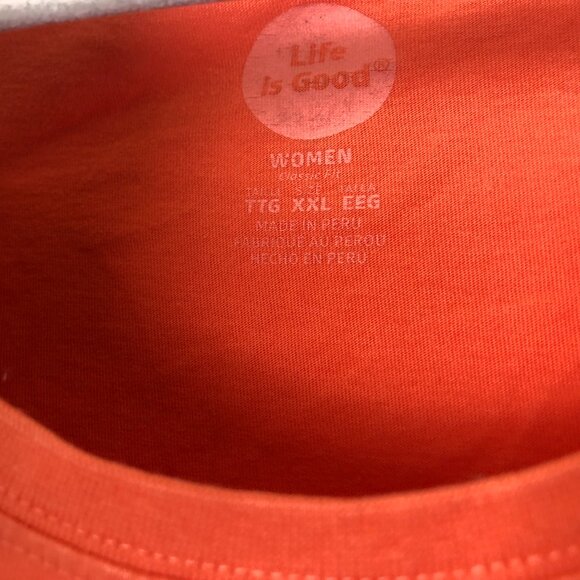 Life Is Good XXL Shirt Orange Round Neck Sleeveless Graphic Tee Pullover - Picture 4 of 5